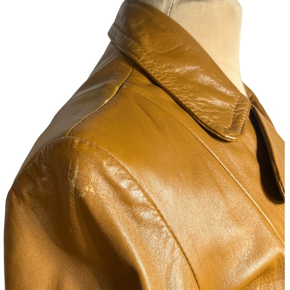 Vintage 1970's leather trench coat size S - Picture 5 of 13